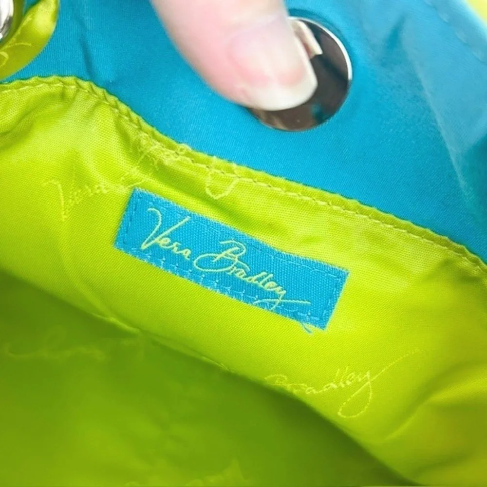 Vera Bradley Tote Bag Women Small Lime Green Blue Good Quilted Microfiber